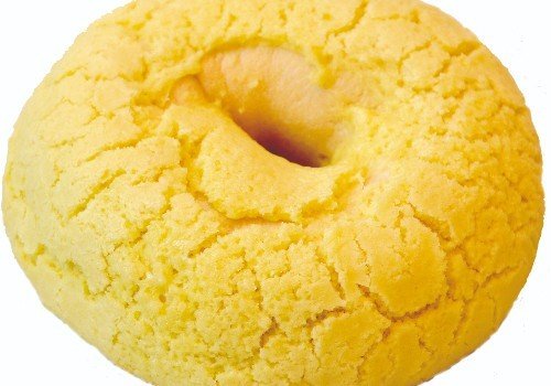 もっちりとした生地のベーグルメロンパン。メロンの香りと味の両方が楽しめます。130円と思えない大変お得なパンです